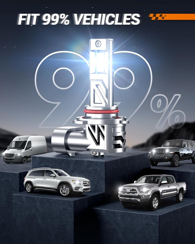 SEALIGHT مصباح HB3/9005، 800% 44,000LM فائق السطوع لمصابيح LED الأمامية 9005، 6500K أبيض بارد مع مروحة، حجم مخزون حقيقي 1:1، تركيب سهل خلال 3 دقائق، مقاوم للماء IP68، عبوة من 2 - Image 4